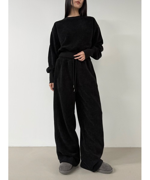 Didot.showroom(ディドット ショールーム)の「【DIDOT.】ピンタックワイドパンツ(フリース裏起毛・裾絞り可能)(スウェットパンツ・レディース・ネイビー/ブラック/ブラウン・FREE)」の12枚目の写真