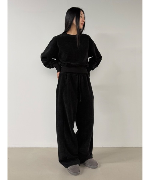 Didot.showroom(ディドット ショールーム)の「【DIDOT.】ピンタックワイドパンツ(フリース裏起毛・裾絞り可能)(スウェットパンツ・レディース・ネイビー/ブラック/ブラウン・FREE)」の10枚目の写真