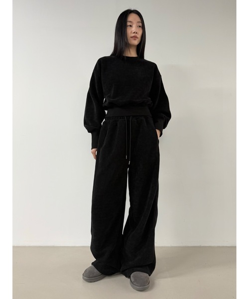 Didot.showroom(ディドット ショールーム)の「【DIDOT.】ピンタックワイドパンツ(フリース裏起毛・裾絞り可能)(スウェットパンツ・レディース・ネイビー/ブラック/ブラウン・FREE)」の17枚目の写真