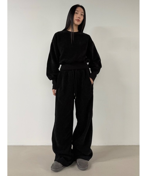 Didot.showroom(ディドット ショールーム)の「【DIDOT.】ピンタックワイドパンツ(フリース裏起毛・裾絞り可能)(スウェットパンツ・レディース・ネイビー/ブラック/ブラウン・FREE)」の16枚目の写真