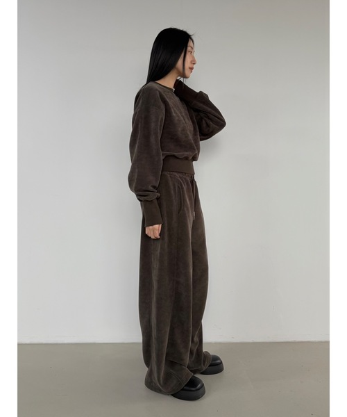 Didot.showroom(ディドット ショールーム)の「【DIDOT.】ピンタックワイドパンツ(フリース裏起毛・裾絞り可能)(スウェットパンツ・レディース・ネイビー/ブラック/ブラウン・FREE)」の9枚目の写真