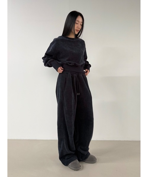 Didot.showroom(ディドット ショールーム)の「【DIDOT.】ピンタックワイドパンツ(フリース裏起毛・裾絞り可能)(スウェットパンツ・レディース・ネイビー/ブラック/ブラウン・FREE)」の19枚目の写真