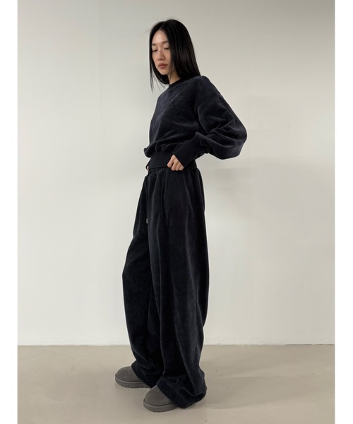 Didot.showroom(ディドット ショールーム)の「【DIDOT.】ピンタックワイドパンツ(フリース裏起毛・裾絞り可能)(スウェットパンツ・レディース・ネイビー/ブラック/ブラウン・FREE)」の18枚目の写真