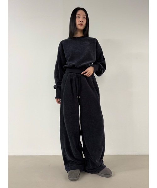 Didot.showroom(ディドット ショールーム)の「【DIDOT.】ピンタックワイドパンツ(フリース裏起毛・裾絞り可能)(スウェットパンツ・レディース・ネイビー/ブラック/ブラウン・FREE)」の22枚目の写真