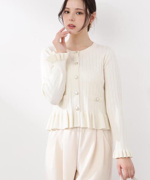 PROPORTION BODY DRESSING(プロポーションボディドレッシング)の「<ウォッシャブル/UV>ボタン付きペプラムニット / 1216170209(ニット/セーター・レディース・ホワイト系その他/グレー/ブラック・MEDIUM/SMALL)」の1枚目の写真