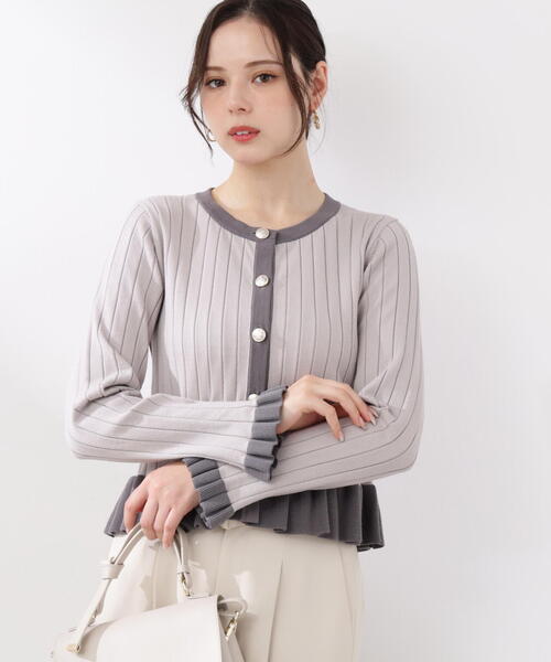 PROPORTION BODY DRESSING(プロポーションボディドレッシング)の「<ウォッシャブル/UV>ボタン付きペプラムニット / 1216170209(ニット/セーター・レディース・ホワイト系その他/グレー/ブラック・MEDIUM/SMALL)」の3枚目の写真