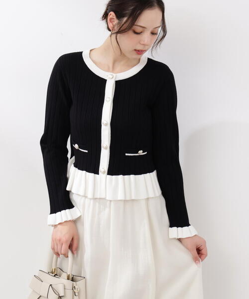 PROPORTION BODY DRESSING(プロポーションボディドレッシング)の「<ウォッシャブル/UV>ボタン付きペプラムニット / 1216170209(ニット/セーター・レディース・ホワイト系その他/グレー/ブラック・MEDIUM/SMALL)」の2枚目の写真