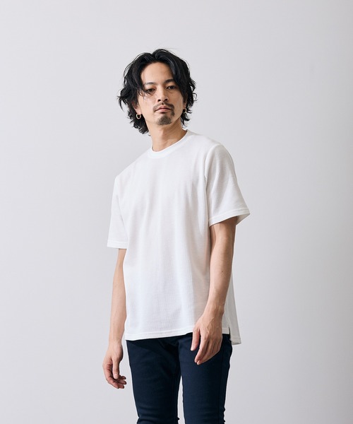 improves(インプローブス)の「ワッフル クルー ネック 半袖Tシャツ(Tシャツ/カットソー・メンズ・ブラック/杢グレー/ホワイト・MEDIUM/LARGE/X-LARGE/SMALL)」の1枚目の写真