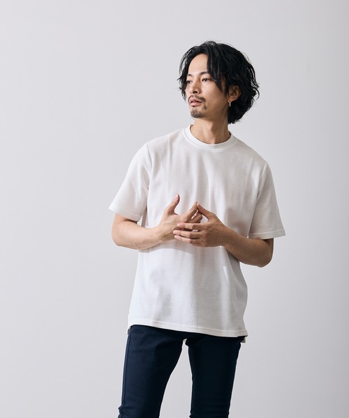 improves(インプローブス)の「ワッフル クルー ネック 半袖Tシャツ(Tシャツ/カットソー・メンズ・ブラック/杢グレー/ホワイト・MEDIUM/LARGE/X-LARGE/SMALL)」の16枚目の写真
