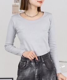 M-4L コットンフライスロングスリーブ カットソー 夏服