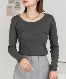 M-4L コットンフライスロングスリーブ カットソー 夏服