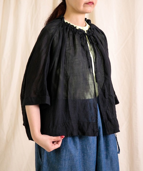 Brocante（ブロカント）の「[Brocante / ブロカント] ラミーポプリン カプシャツ（シャツ/ブラウス・レディース・ブラック/ネイビー/モカ・2）」の14枚目の写真