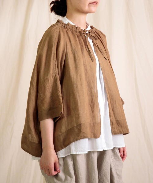 Brocante（ブロカント）の「[Brocante / ブロカント] ラミーポプリン カプシャツ（シャツ/ブラウス・レディース・ブラック/ネイビー/モカ・2）」の9枚目の写真