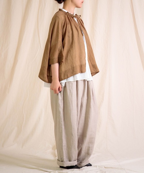Brocante（ブロカント）の「[Brocante / ブロカント] ラミーポプリン カプシャツ（シャツ/ブラウス・レディース・ブラック/ネイビー/モカ・2）」の11枚目の写真