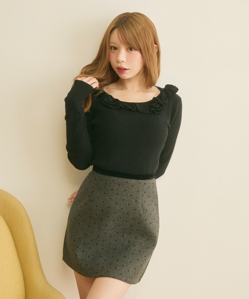 TITTY&CO.(ティティーアンドコー)の「ローズリブニット(ニット/セーター・レディース・グレー/ベージュ/ブラック/アイボリー/ブルー・FREE)」の3枚目の写真