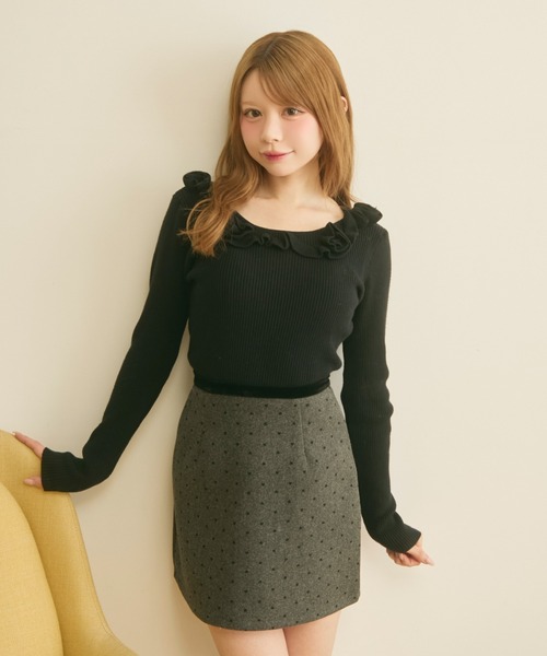 TITTY&CO.(ティティーアンドコー)の「ローズリブニット(ニット/セーター・レディース・グレー/ベージュ/ブラック/アイボリー/ブルー・FREE)」の16枚目の写真