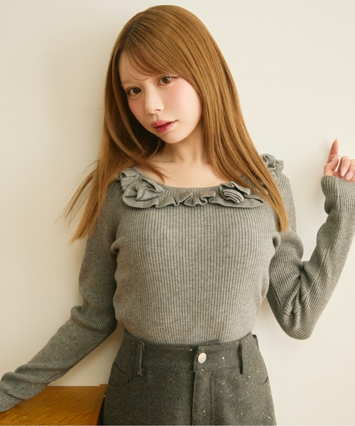 TITTY&CO.(ティティーアンドコー)の「ローズリブニット(ニット/セーター・レディース・グレー/ベージュ/ブラック/アイボリー/ブルー・FREE)」の21枚目の写真