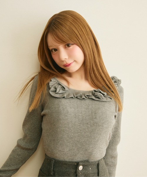 TITTY&CO.(ティティーアンドコー)の「ローズリブニット(ニット/セーター・レディース・グレー/ベージュ/ブラック/アイボリー/ブルー・FREE)」の20枚目の写真