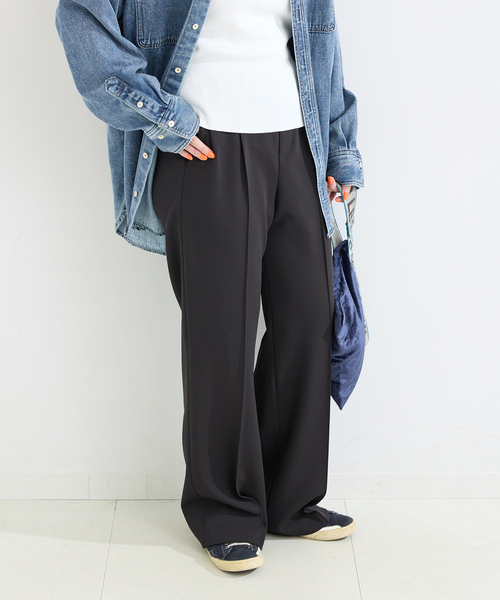 B.C STOCK(ベーセーストック)の「ウォッシャブル / Wジャージソフトフレアリーンパンツ(スラックス・レディース・ブラック/チャコールグレー/ホワイト/カーキ・SMALL/MEDIUM)」の6枚目の写真