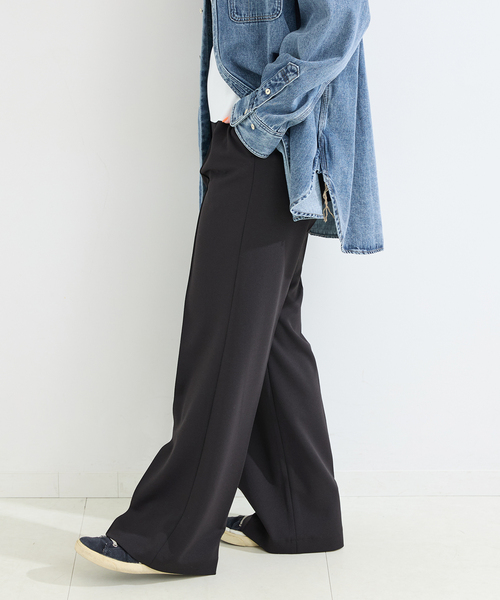 B.C STOCK(ベーセーストック)の「ウォッシャブル / Wジャージソフトフレアリーンパンツ(スラックス・レディース・ブラック/チャコールグレー/ホワイト/カーキ・SMALL/MEDIUM)」の7枚目の写真