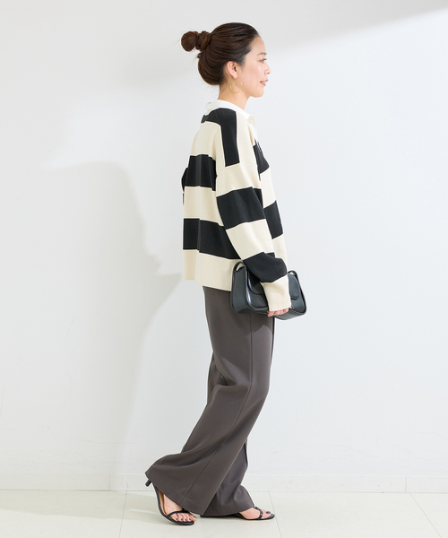 B.C STOCK(ベーセーストック)の「ウォッシャブル / Wジャージソフトフレアリーンパンツ(スラックス・レディース・ブラック/チャコールグレー/ホワイト/カーキ・SMALL/MEDIUM)」の10枚目の写真