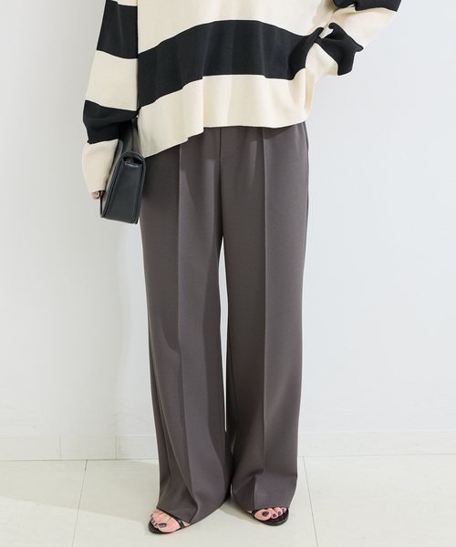 B.C STOCK(ベーセーストック)の「ウォッシャブル / Wジャージソフトフレアリーンパンツ(スラックス・レディース・ブラック/チャコールグレー/ホワイト/カーキ・SMALL/MEDIUM)」の12枚目の写真