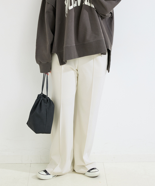 B.C STOCK(ベーセーストック)の「ウォッシャブル / Wジャージソフトフレアリーンパンツ(スラックス・レディース・ブラック/チャコールグレー/ホワイト/カーキ・SMALL/MEDIUM)」の18枚目の写真