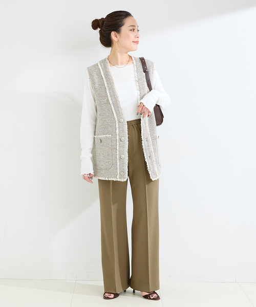 B.C STOCK(ベーセーストック)の「ウォッシャブル / Wジャージソフトフレアリーンパンツ(スラックス・レディース・ブラック/チャコールグレー/ホワイト/カーキ・SMALL/MEDIUM)」の21枚目の写真