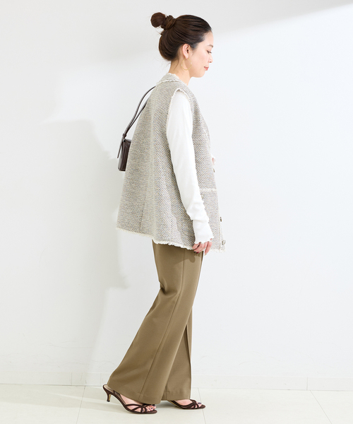 B.C STOCK(ベーセーストック)の「ウォッシャブル / Wジャージソフトフレアリーンパンツ(スラックス・レディース・ブラック/チャコールグレー/ホワイト/カーキ・SMALL/MEDIUM)」の22枚目の写真