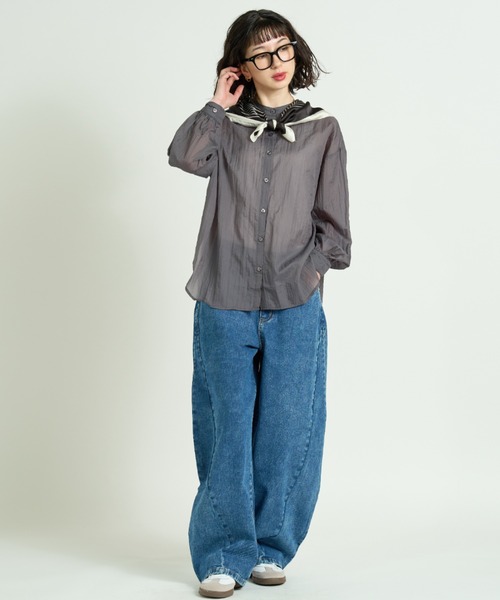 A.D.C.L.（エーディーシーエル）の「デニム ボリュームカーブパンツ（デニムパンツ・レディース・ネイビー/サックスブルー・M/L）」の18枚目の写真