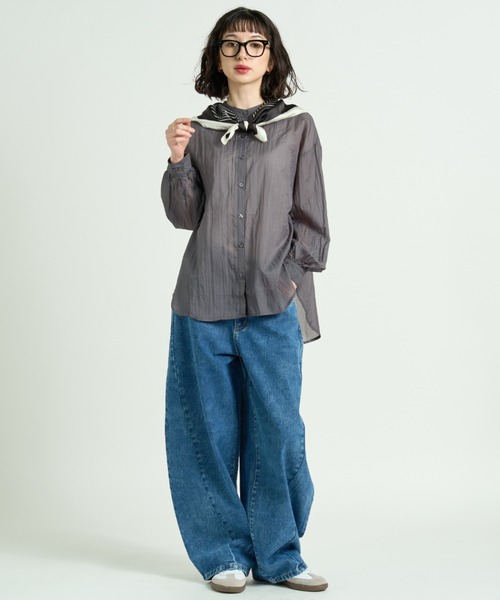 A.D.C.L.（エーディーシーエル）の「デニム ボリュームカーブパンツ（デニムパンツ・レディース・ネイビー/サックスブルー・M/L）」の19枚目の写真