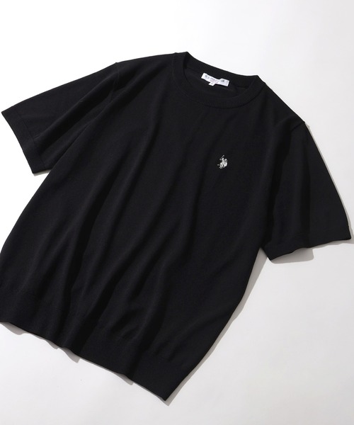 U.S. POLO ASSN.(ユーエスポロアッスン)の「【U.S. POLO ASSN./ユーエスポロアッスン】接触冷感 ワンポイントロゴ刺繍 半袖クルーネックニット(ニット/セーター・メンズ・ネイビー/ブラック/オフホワイト・LL/M/L)」の10枚目の写真