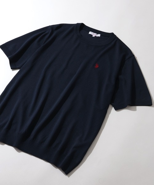 U.S. POLO ASSN.(ユーエスポロアッスン)の「【U.S. POLO ASSN./ユーエスポロアッスン】接触冷感 ワンポイントロゴ刺繍 半袖クルーネックニット(ニット/セーター・メンズ・ネイビー/ブラック/オフホワイト・LL/M/L)」の11枚目の写真