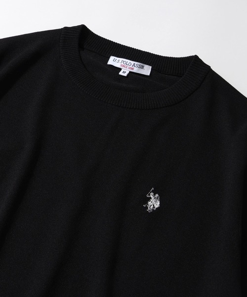 U.S. POLO ASSN.(ユーエスポロアッスン)の「【U.S. POLO ASSN./ユーエスポロアッスン】接触冷感 ワンポイントロゴ刺繍 半袖クルーネックニット(ニット/セーター・メンズ・ネイビー/ブラック/オフホワイト・LL/M/L)」の13枚目の写真