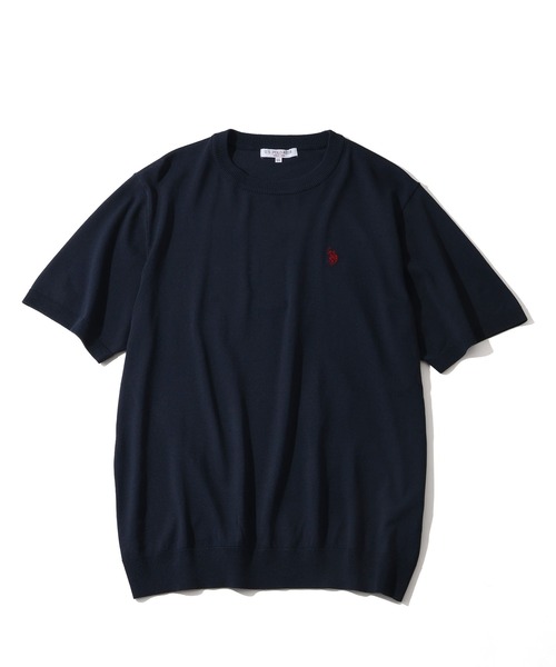 U.S. POLO ASSN.(ユーエスポロアッスン)の「【U.S. POLO ASSN./ユーエスポロアッスン】接触冷感 ワンポイントロゴ刺繍 半袖クルーネックニット(ニット/セーター・メンズ・ネイビー/ブラック/オフホワイト・LL/M/L)」の19枚目の写真