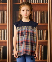 combimini（コンビミニ）の「フレンチスリーブチェック切り替えチュニック（チュニック）」