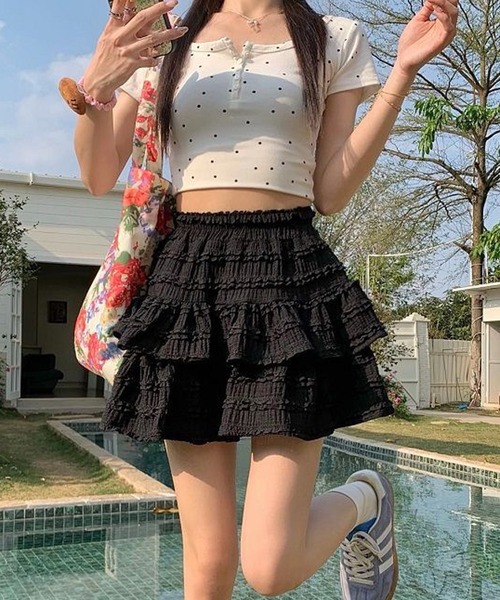 Nia(ニア)の「Nia(ニア)/レイヤード レースミニスカート(スカート・レディース・ホワイト/アイボリー/ブラック・SMALL/MEDIUM)」の19枚目の写真