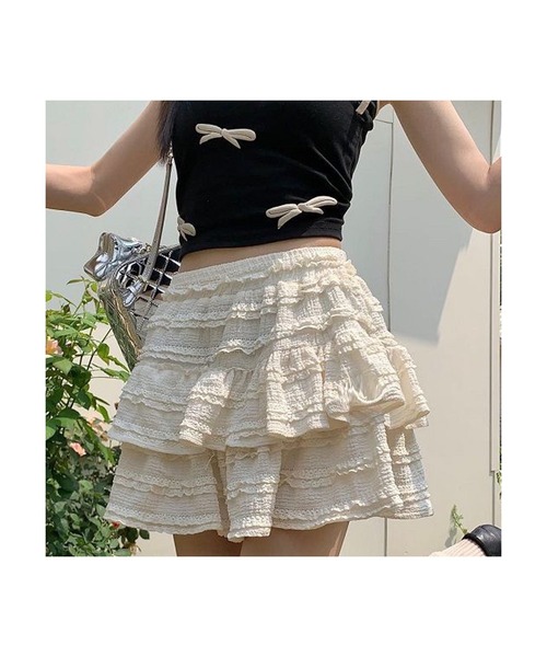 Nia(ニア)の「Nia(ニア)/レイヤード レースミニスカート(スカート・レディース・ホワイト/アイボリー/ブラック・SMALL/MEDIUM)」の11枚目の写真