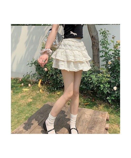 Nia(ニア)の「Nia(ニア)/レイヤード レースミニスカート(スカート・レディース・ホワイト/アイボリー/ブラック・SMALL/MEDIUM)」の12枚目の写真
