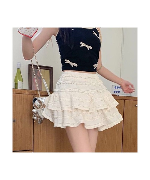 Nia(ニア)の「Nia(ニア)/レイヤード レースミニスカート(スカート・レディース・ホワイト/アイボリー/ブラック・SMALL/MEDIUM)」の15枚目の写真