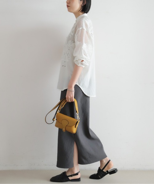 NOMBRE IMPAIR（ノンブルアンペール）の「【予約】カットプリーツボンディング　タイトスカート（スカート・レディース・ブルー/チャコールグレー・FREE）」の17枚目の写真