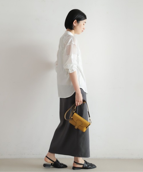 NOMBRE IMPAIR（ノンブルアンペール）の「【予約】カットプリーツボンディング　タイトスカート（スカート・レディース・ブルー/チャコールグレー・FREE）」の22枚目の写真