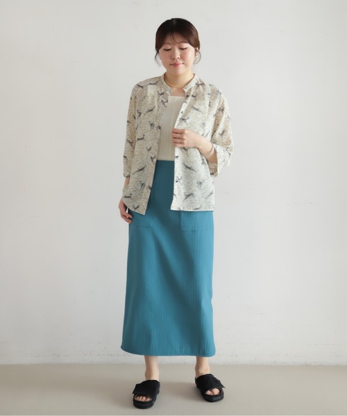 NOMBRE IMPAIR（ノンブルアンペール）の「【予約】カットプリーツボンディング　タイトスカート（スカート・レディース・ブルー/チャコールグレー・FREE）」の12枚目の写真