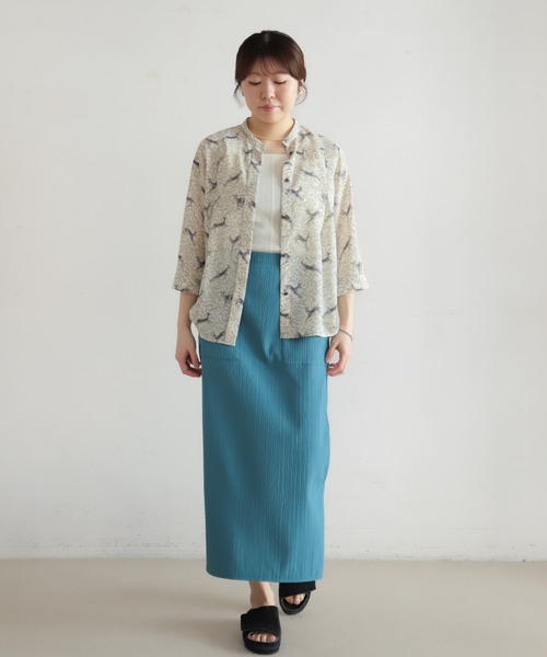 NOMBRE IMPAIR（ノンブルアンペール）の「【予約】カットプリーツボンディング　タイトスカート（スカート・レディース・ブルー/チャコールグレー・FREE）」の13枚目の写真