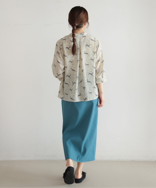 NOMBRE IMPAIR（ノンブルアンペール）の「【予約】カットプリーツボンディング　タイトスカート（スカート・レディース・ブルー/チャコールグレー・FREE）」の15枚目の写真