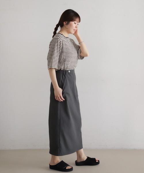 NOMBRE IMPAIR（ノンブルアンペール）の「【予約】カットプリーツボンディング　タイトスカート（スカート・レディース・ブルー/チャコールグレー・FREE）」の7枚目の写真