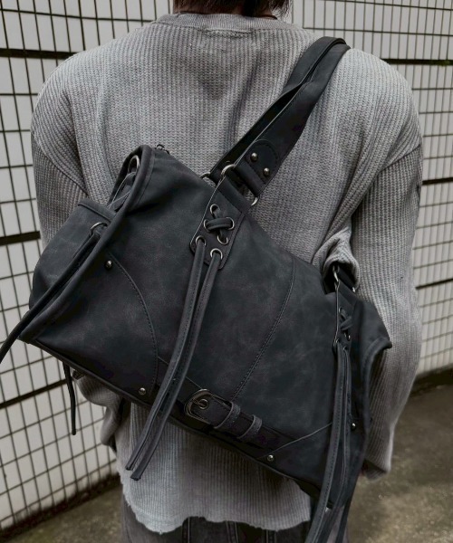 Chikashitsu +(チカシツプラス)の「【Chikashitsu +】vintage string belt shoulder bag / 【チカシツプラス】ビンテージ紐付きベルトショルダーバッグ(ショルダーバッグ・メンズ・グレー/ブラック/ブラウン・ONE SIZE)」の9枚目の写真