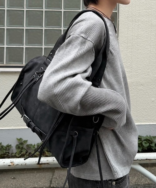 Chikashitsu +(チカシツプラス)の「【Chikashitsu +】vintage string belt shoulder bag / 【チカシツプラス】ビンテージ紐付きベルトショルダーバッグ(ショルダーバッグ・メンズ・グレー/ブラック/ブラウン・ONE SIZE)」の10枚目の写真