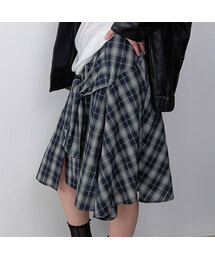 CHECK TIED IRREGULAR SKIRT (SK-5072)