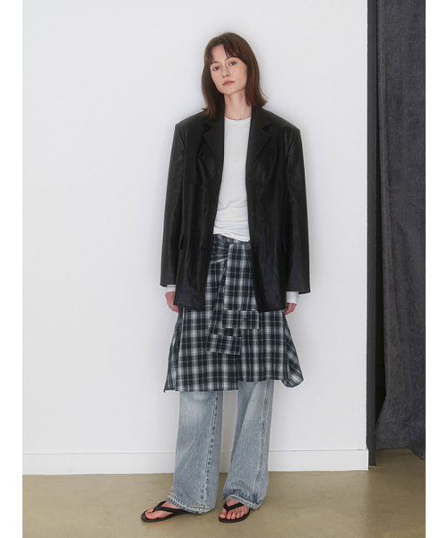 ATELIER NAIN(アトリエナイン)の「CHECK TIED IRREGULAR SKIRT (SK-5072)(スカート・レディース・ネイビー・SMALL/MEDIUM)」の3枚目の写真